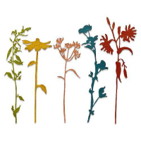 Billede: skæreskabelon blomster i silhuet, SIZZIX/TIM HOLTZ THINLITS DIE, Wildflowers Stems #3, 665221, førpris kr. 144,- nupris
