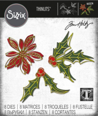 Billede: skæreskabelon julestjerne og kristtjørn, SIZZIX/TIM HOLTZ THINLITS DIE