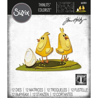 Billede: skæreskabelon 2 kyllinger og 1 æg, SIZZIX/TIM HOLTZ THINLITS DIE 