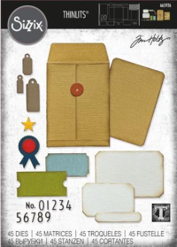 Billede: skæreskabelon billetter, kuvert med kort og tags, SIZZIX/TIM HOLTZ THINLITS DIE 