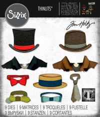Billede: skæreskabelon hatte, butterfly's, slips og lidt revers, Sizzix/Tim Holtz Thinlits Die 