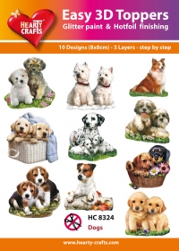 Billede: UDSTANSEDE MOTIVER MED GLITTER/GULD 10 ASS. HC8324, hundehvalpe