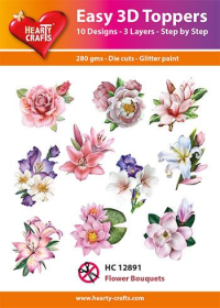 Billede: Easy 3D Toppers 10 ASS. Flower Bouquets, HC12891, blomsterbuketter