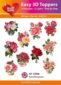 Billede: Easy 3D Toppers 10 ASS. Rose Bouquets, HC12908, rosenbuketter