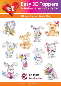 Billede: Easy 3D Toppers 10 ASS. Cute Bunnies, HC13012, søde kaninbørn