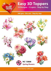 Billede: UDSTANSEDE MOTIVER MED GLITTER/GULD 10 ASS. Spring flowers, EASY 3D TOPPERS
