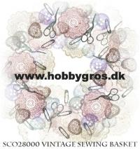 Billede: peg stamps, fco28000, vintage sewing basket, 5 stempelmotivet, førpris kr. 110,- nupris