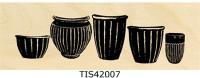 Billede: peg stamps, row of pots, rubber stamp tapestry, 5 potter