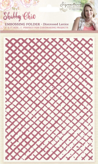 Billede: CRAFTER’S COMPANION / SARA SIGNATURE Embossingfolder “Distressed Lattice” S-SC-EF5-DLATT, 12,7x17,8cm, førpris kr. 52,- nupris