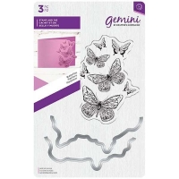 Billede: skæreskabelon og stempel, Gemini Die & Stamp “Butterflies” GEM-STD-BUTT, førpris kr. 64,00, nupris