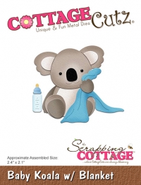 Billede: skæreskabelon baby koala, COTTAGECUTZ DIES “Baby Koala w/Blanket” CC-290, 6x5,3cm