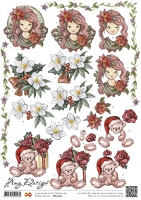 Billede: julepige, blomst og dyr, amy design