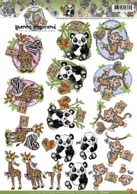 Billede: giraf, pandabjørn og abe, yvonne design