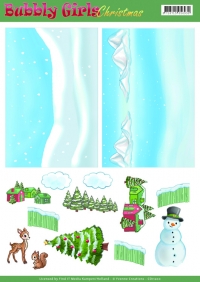 Billede: 2 baggrundsbilleder af vinterlandskab med figurer, yvonne design