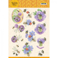 Billede: blomster og bier i lilla nuancer, jeanines art