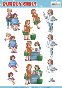Billede: bubbly girls ved frisøren, ved købmanden og som sygeplejerske, yvonne design
