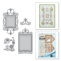 Billede: spellbinders Shapeabilities Twisted Floral Tags, Tag A: 4.00 x 2.25 in, Tag B: 3.80 x 2.10 in, Flower: 0.80 x 0.85 in, Corner: 2.10 x 1.70 in, Accent: 1.40 x 1.25 in