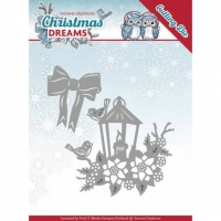 Billede: skæreskabelon julelanterne og sløjfe, YVONNE DESIGN DIE YCD10145, 7,5x 6,7 cm, 3,7 x 4,7 cm